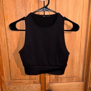 H&M - Black, Ribbed, Cropped Tank - Size S